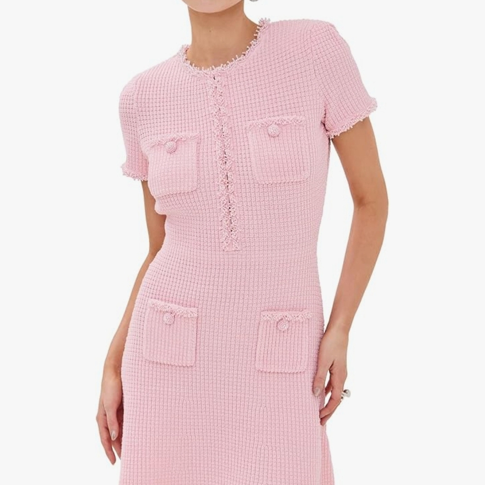 Self-Portrait Pink Textured Cardigan